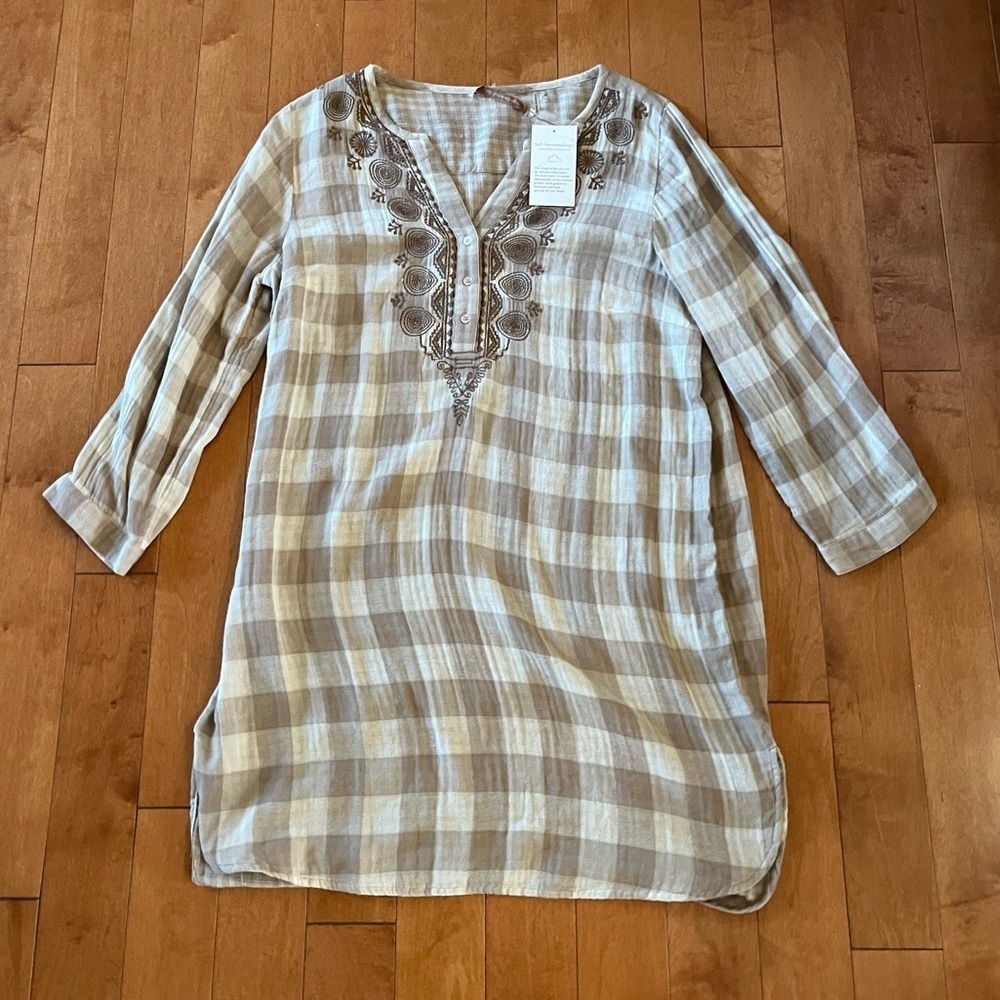 NWT Soft Surroundings Cotton Embroidered Tunic Medium